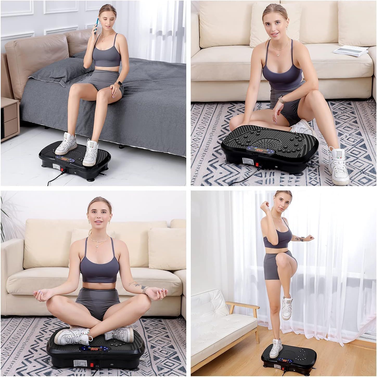 Whole Body Vibration Plate Trainer with Resistance Bands