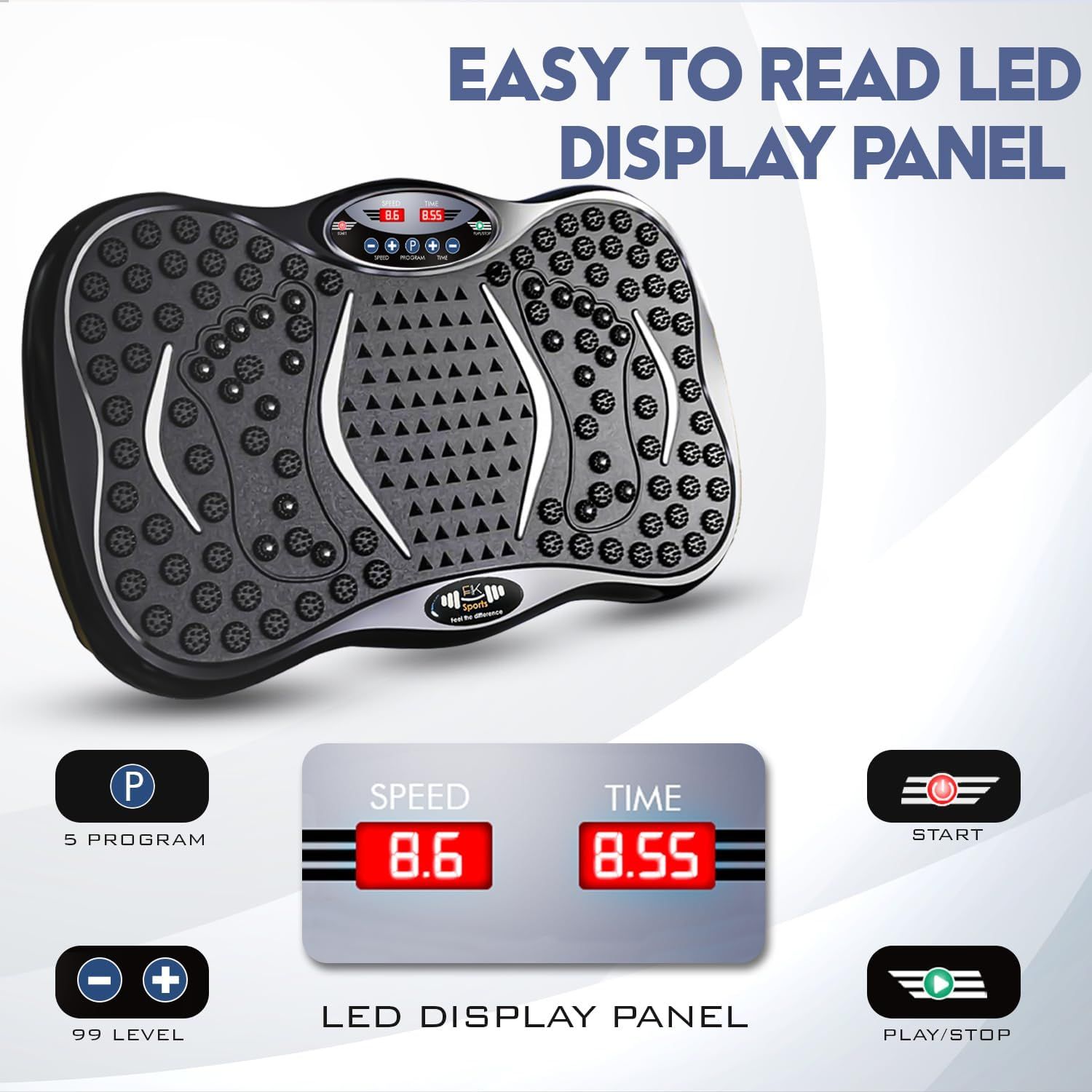 Whole Body Vibration Plate Trainer with Resistance Bands