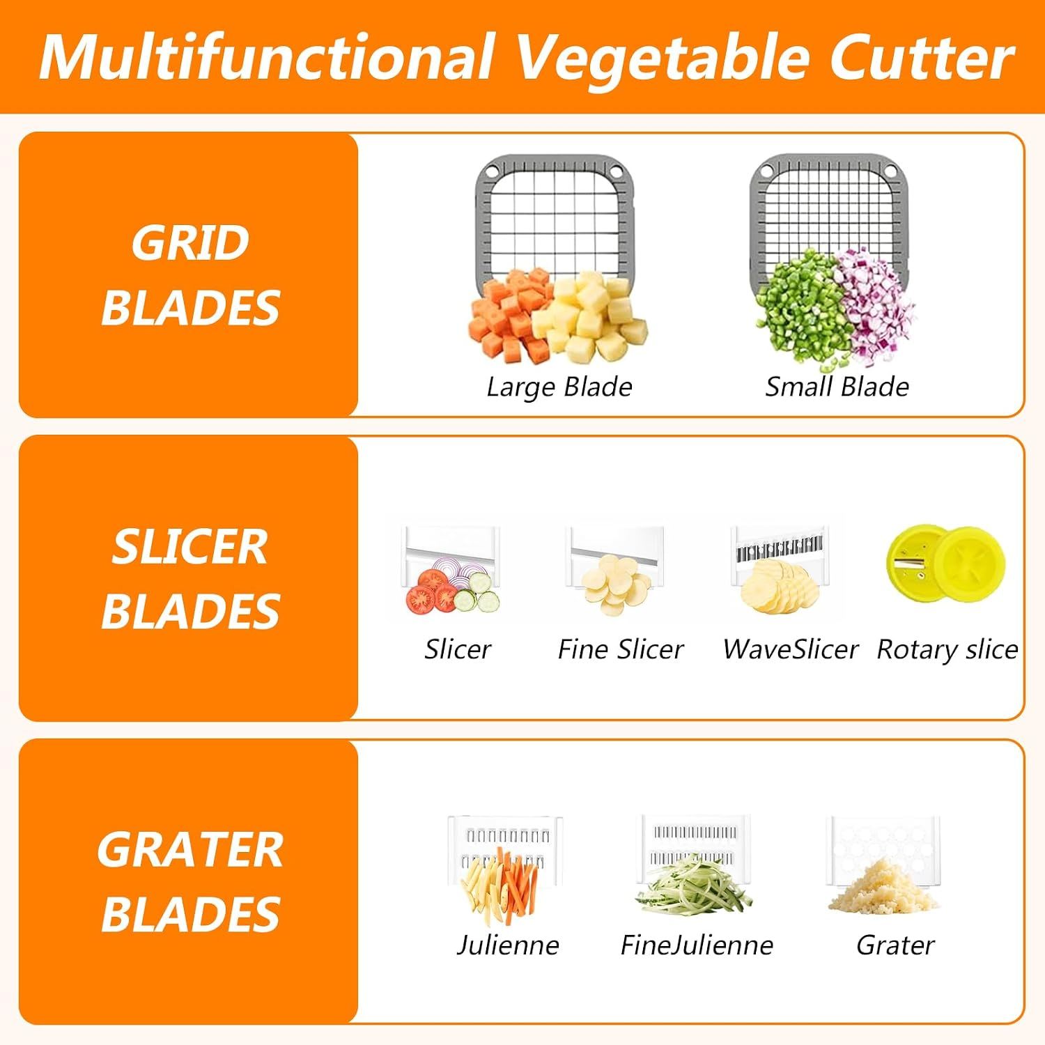 Stainless Steel Vegetable Chopper – Multifunctional Slicer, Dicer &amp; Grater