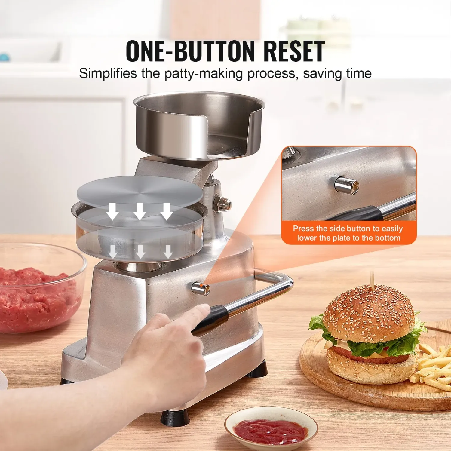 Commercial Burger Patty Maker 13cm Stainless Steel Hamburger Press
