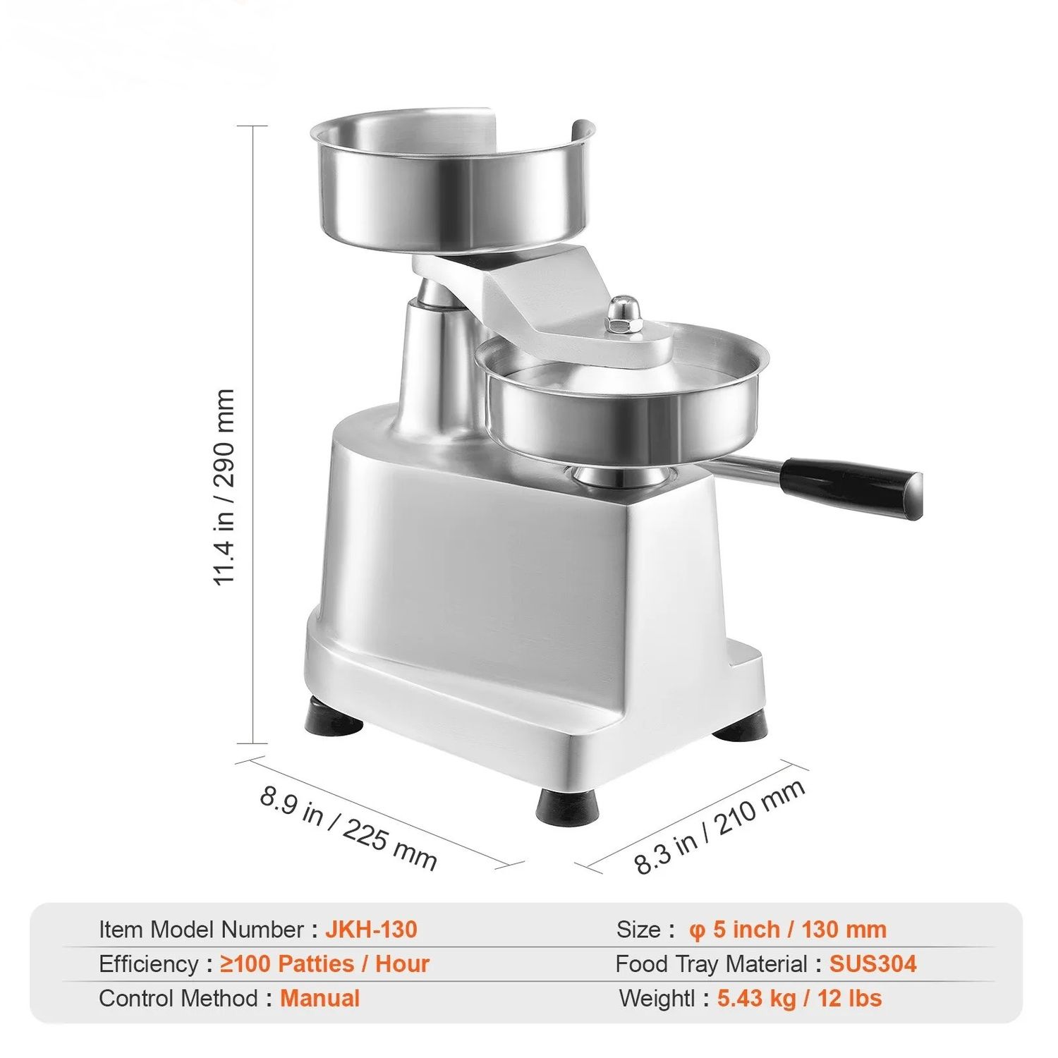 Commercial Burger Patty Maker 13cm Stainless Steel Hamburger Press