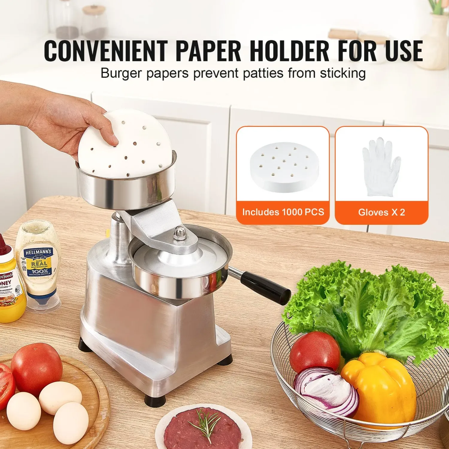 Commercial Burger Patty Maker 13cm Stainless Steel Hamburger Press