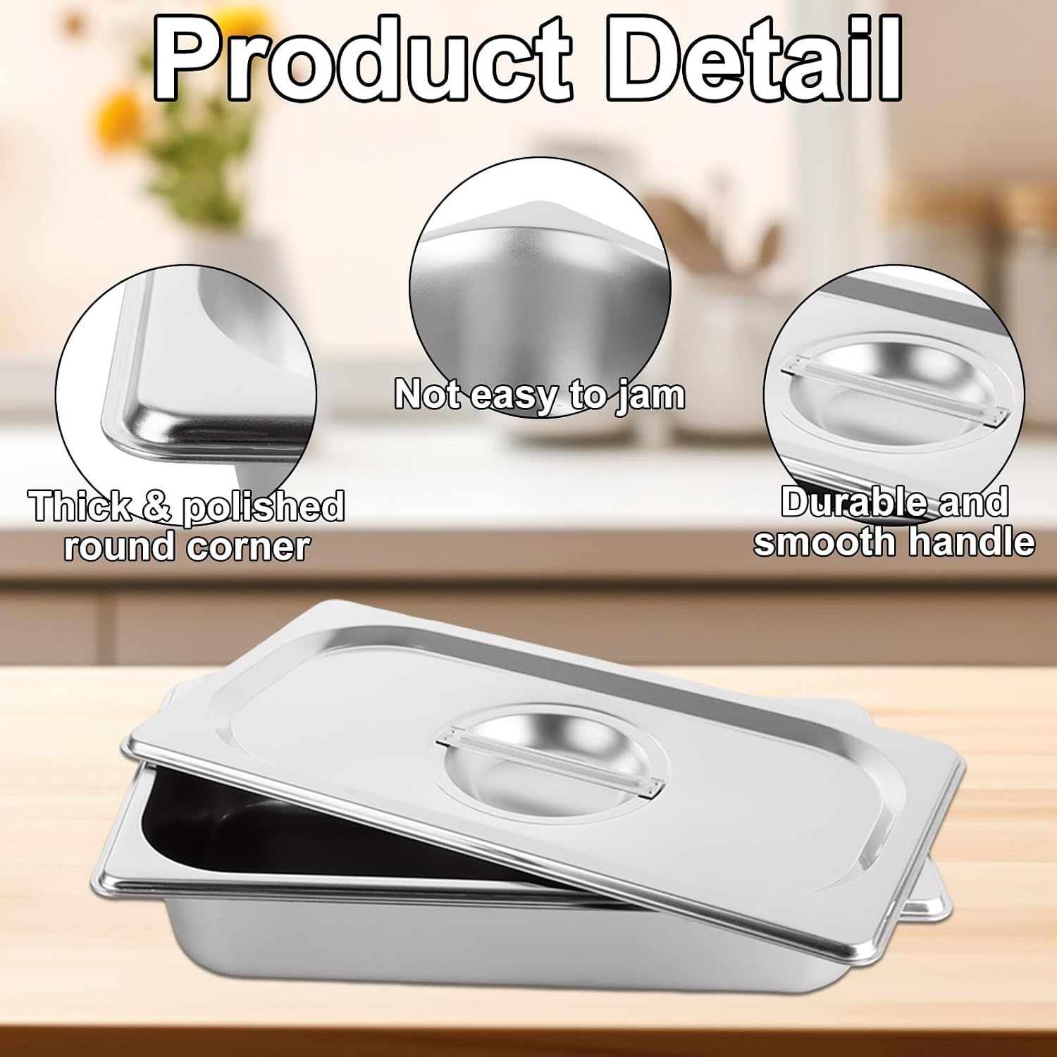 Stainless Steel Food Pans with Lids &amp; Tongs – 65mm Deep