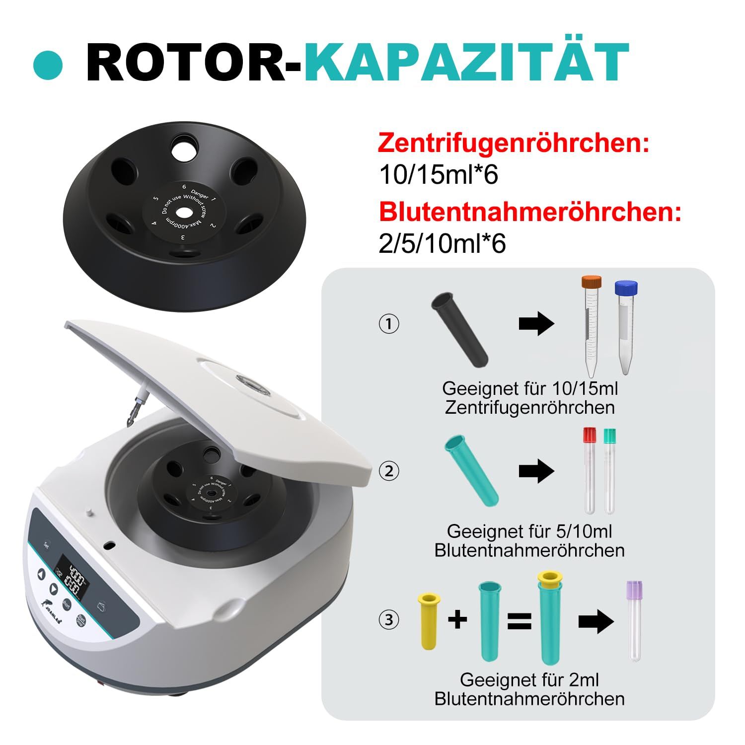 Laboratory Centrifuge Machine for PRP PRF 500-5000RPM 6 Speed Rotor Tabletop Centrifugal Machine for 2/5/10/15ml Tube