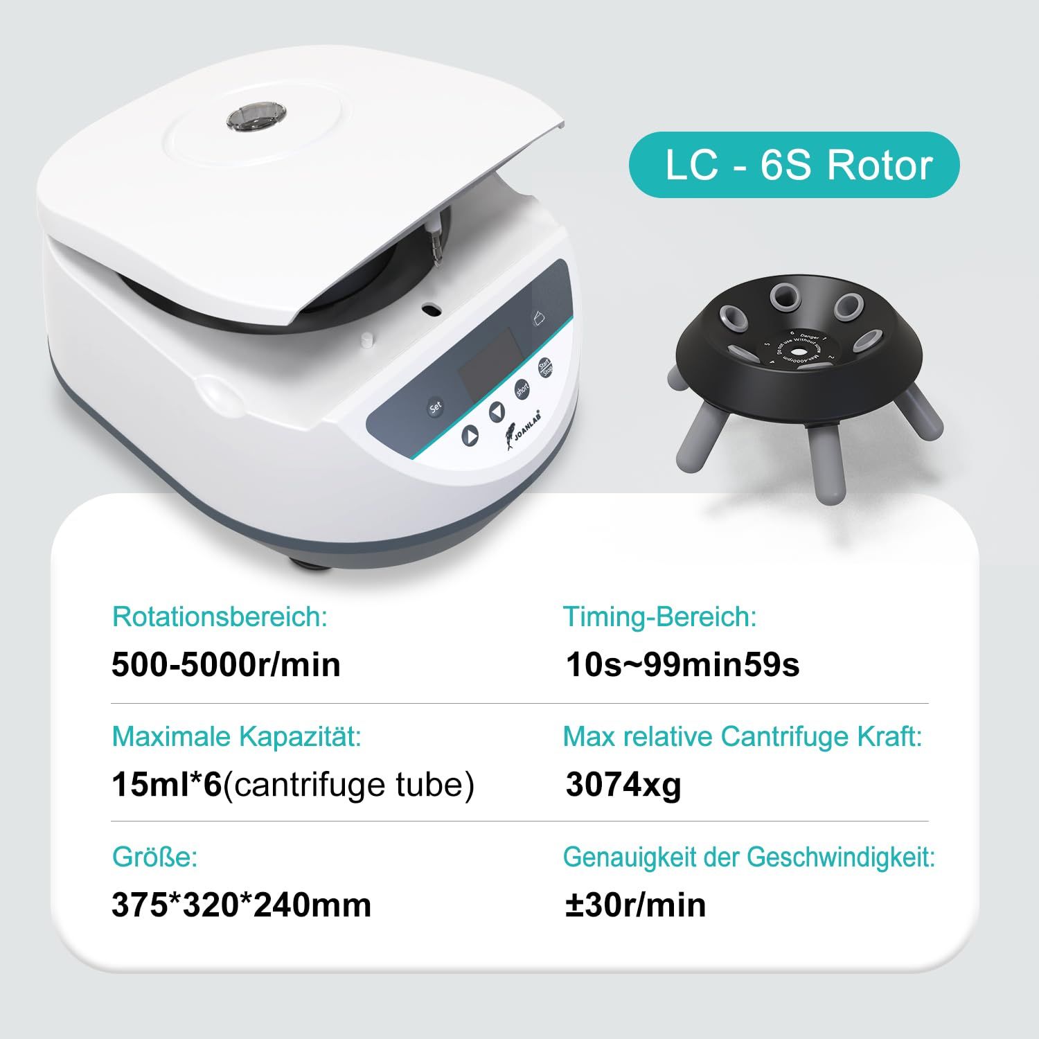 Laboratory Centrifuge Machine for PRP PRF 500-5000RPM 6 Speed Rotor Tabletop Centrifugal Machine for 2/5/10/15ml Tube