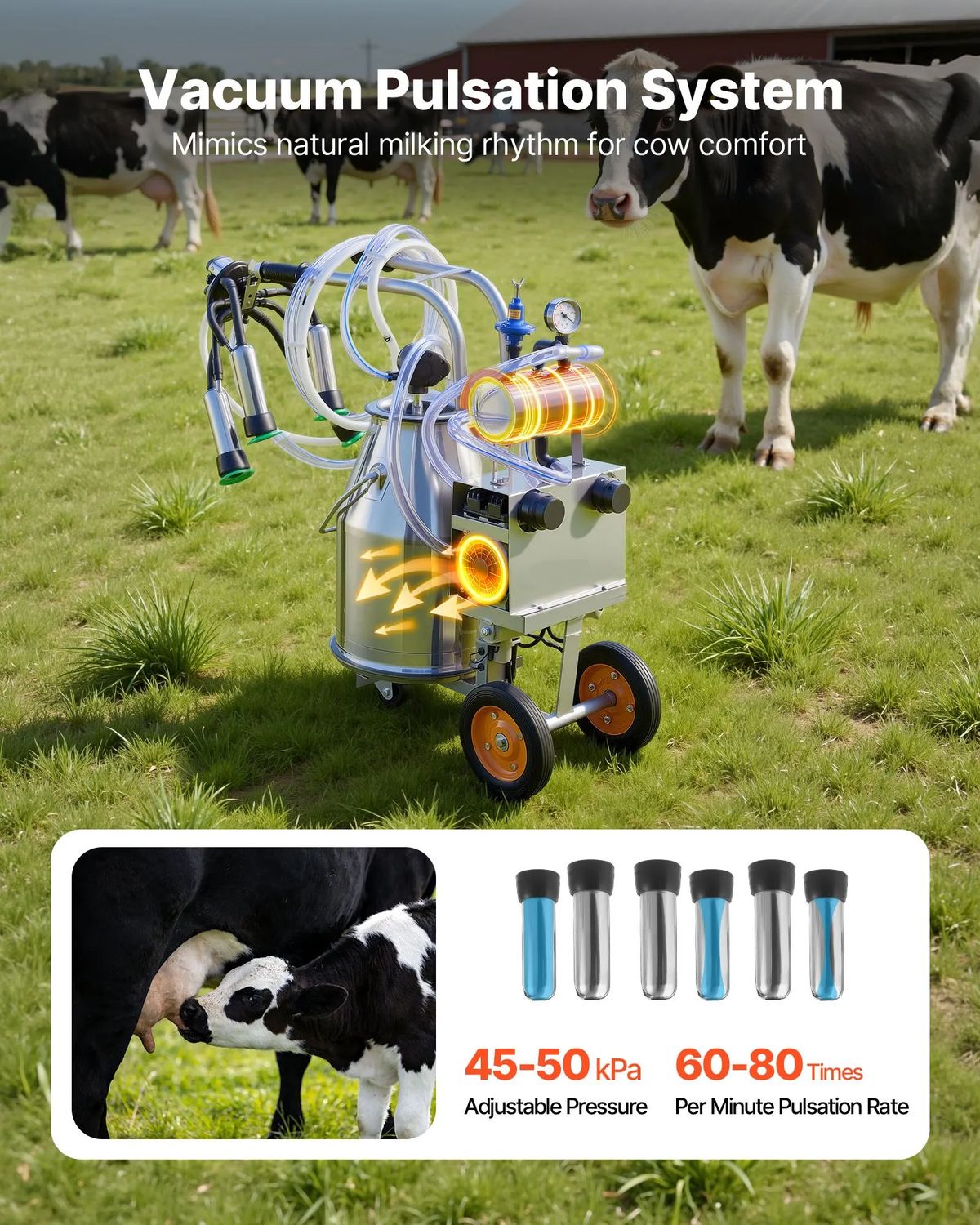 Stainless Steel Milking Milker , Electric Milking Machine 25L