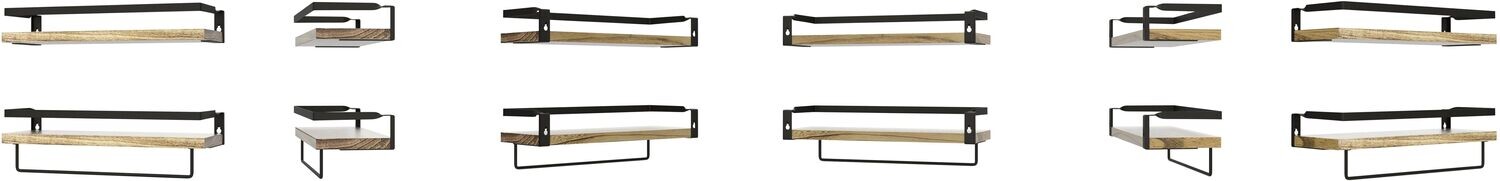 Set of 2 Floating Shelves, Rustic Wall Shelves with Length 42cm, Removable Towel Holder, Wall Mounted Shelves for Bathroom, Living Room, Bedroom, Kitchen