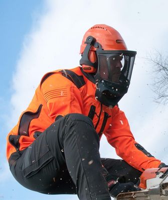Professional Chainsaw Safety Helmet with Mesh Visor &amp; Ear Protection – Orange