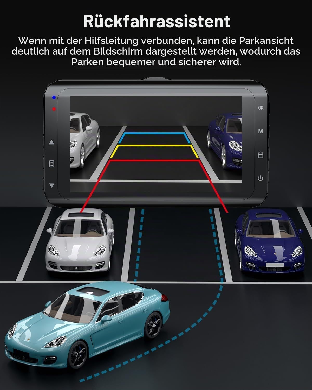 4K Front Rear Dash Cam with 64GB SD Card, WiFi Car Camera, Night Vision &amp; Parking Monitor