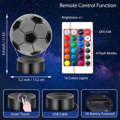 Kids Football Night Light 3D Illusion Lamp