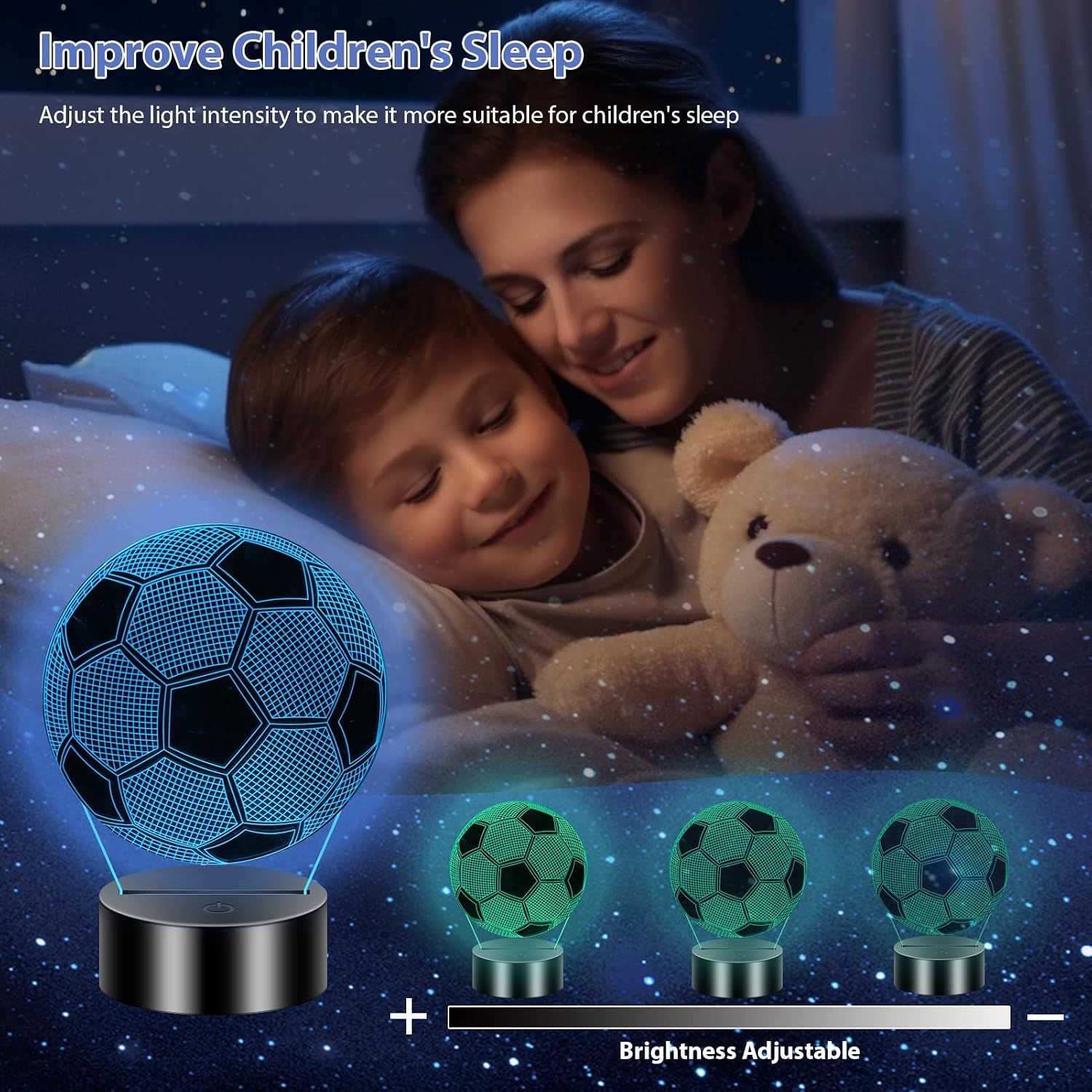 Kids Football Night Light 3D Illusion Lamp