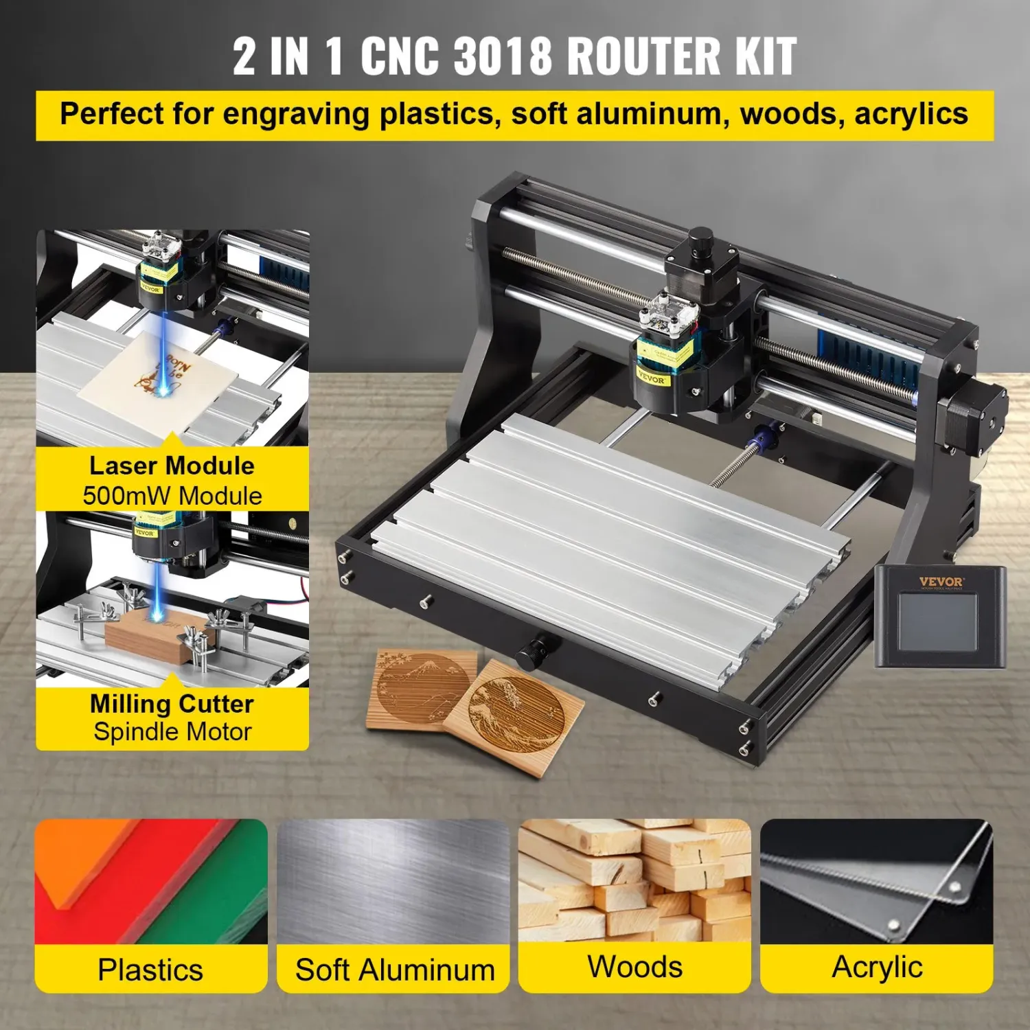 CNC 3018 Pro 500mW Laser Engraving Machine 3 Axis GRBL Router DIY Kit