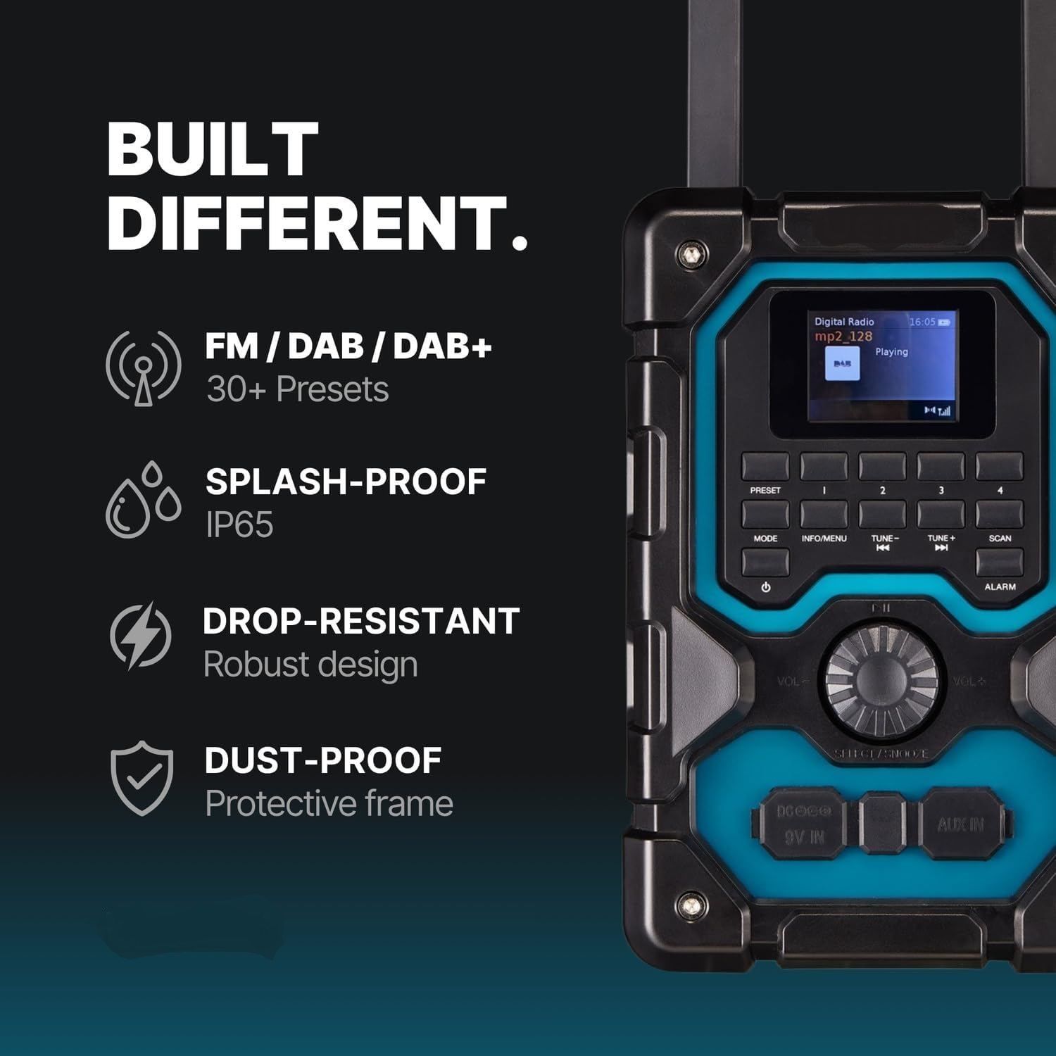 16W DAB+ FM Cordless Site Radio Bluetooth
