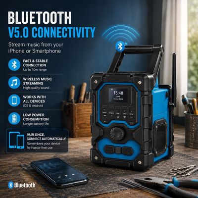 16W DAB+ FM Cordless Site Radio Bluetooth