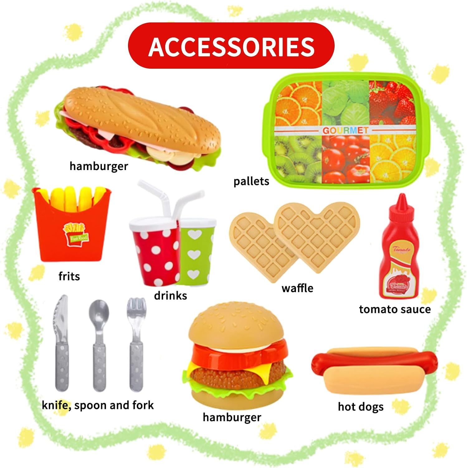 Pretend Play Kids Food Set