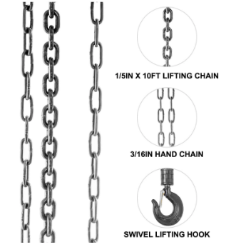0.5 Ton Manual Chain Hoist Block Anti Rust Lifting Pulley with 6m Chain