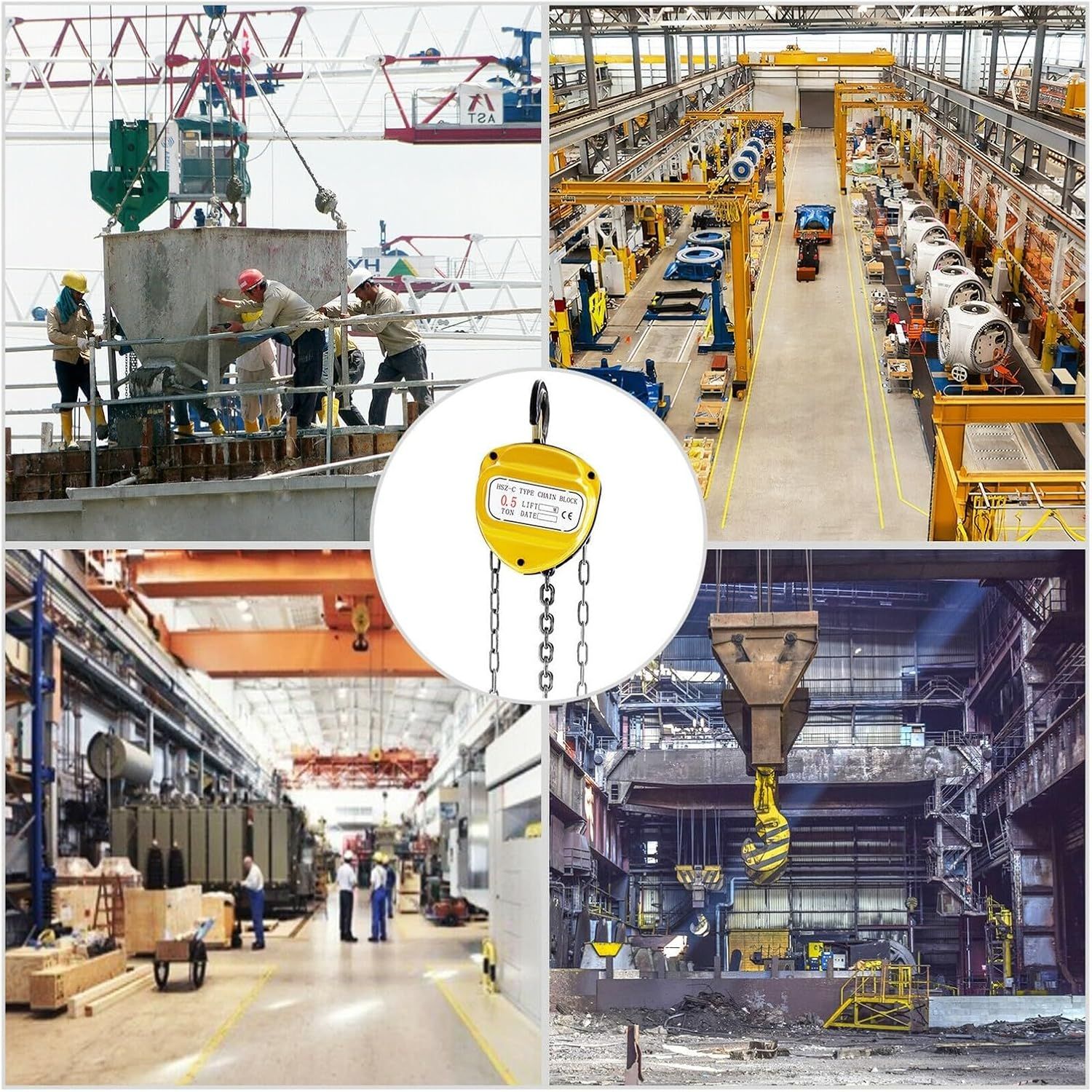 0.5 Ton Manual Chain Hoist Block Anti Rust Lifting Pulley with 6m Chain