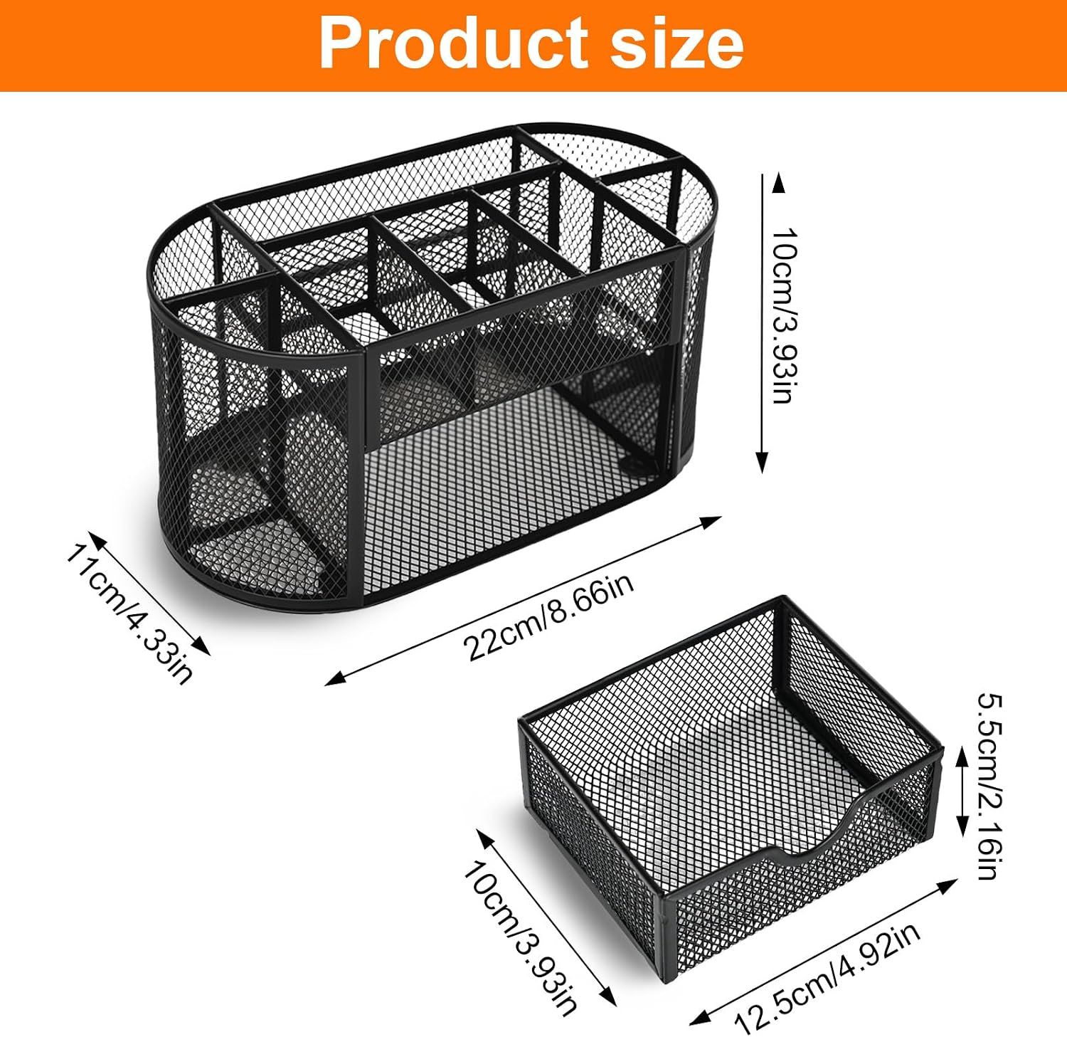 Mesh Desk Tidy &amp; Pen Holder with 8 Compartments and 1 Drawer