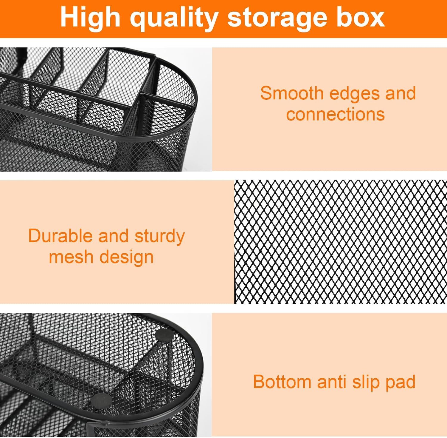 Mesh Desk Tidy &amp; Pen Holder with 8 Compartments and 1 Drawer