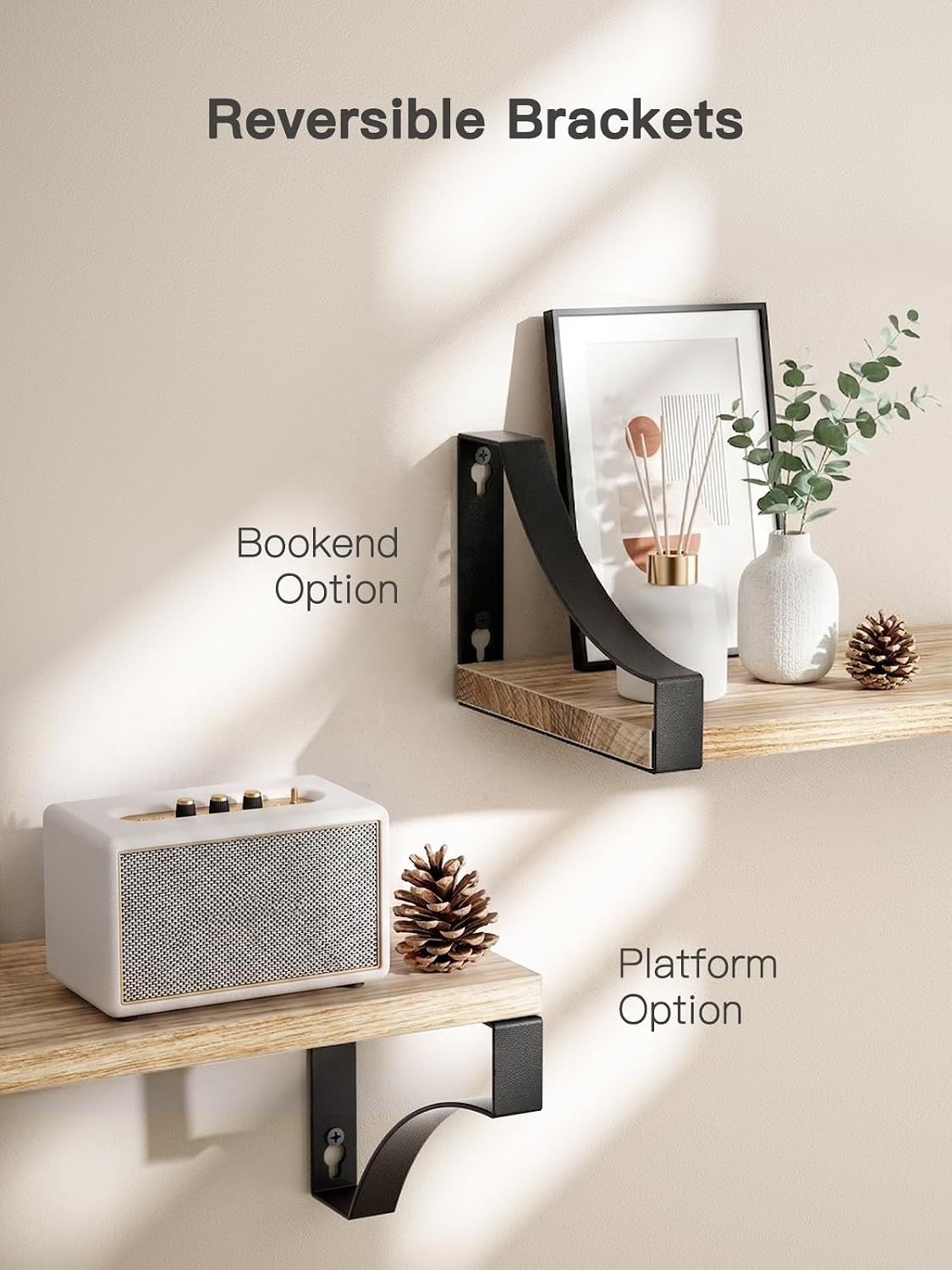 Rustic Floating Wall Shelves – Paulownia Wood &amp; Metal