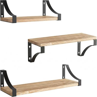 Rustic Floating Wall Shelves – Paulownia Wood &amp; Metal