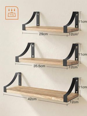 Rustic Floating Wall Shelves – Paulownia Wood &amp; Metal