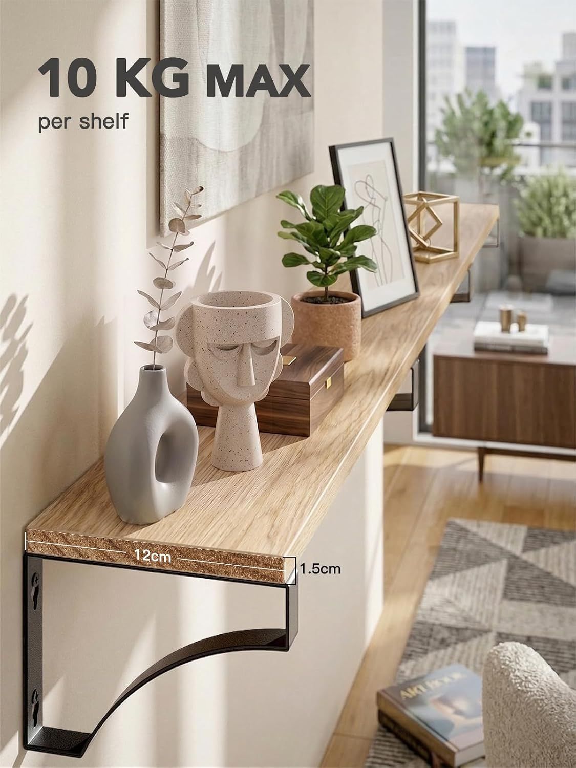 Rustic Floating Wall Shelves – Paulownia Wood &amp; Metal