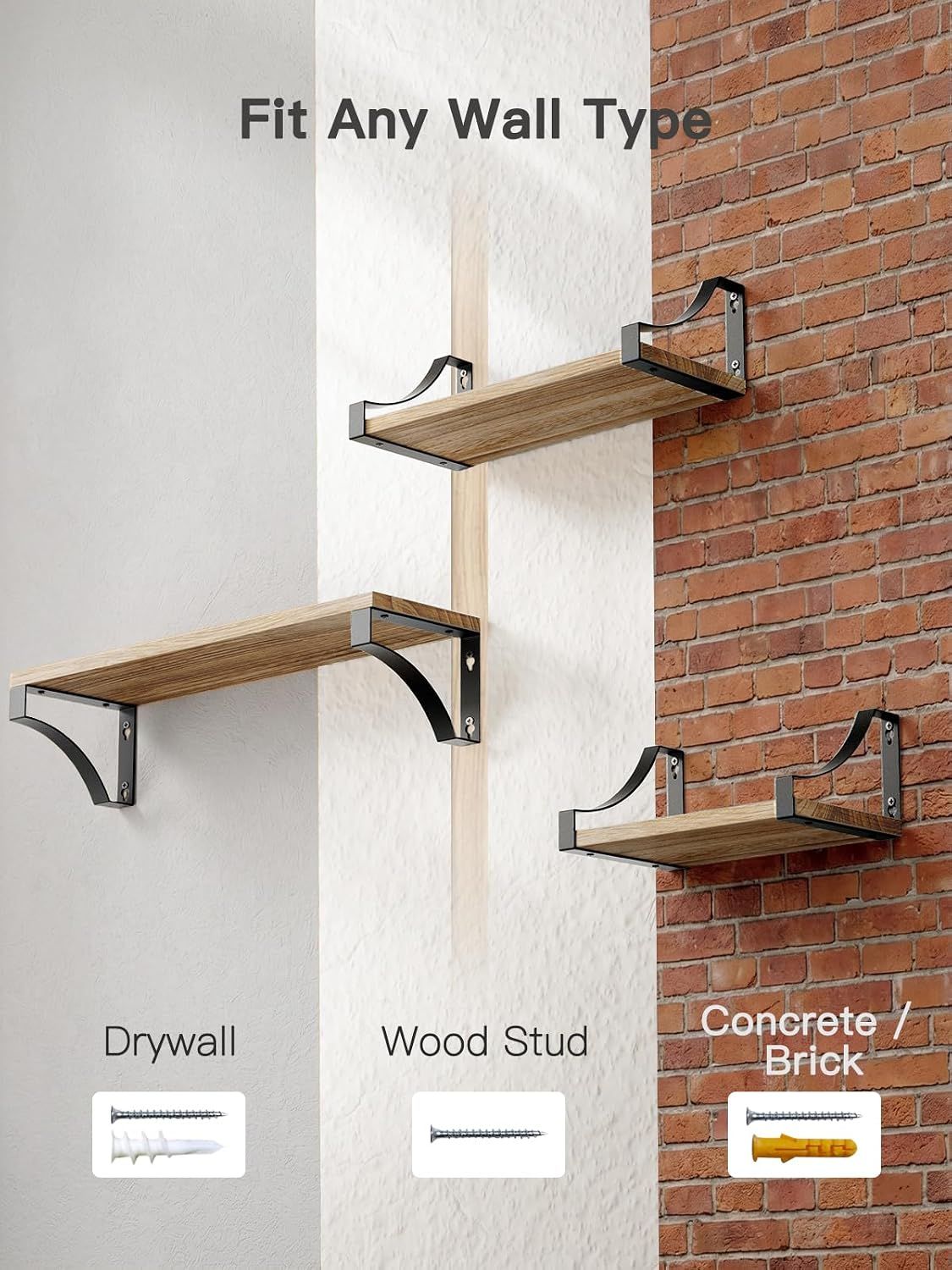Rustic Floating Wall Shelves – Paulownia Wood &amp; Metal