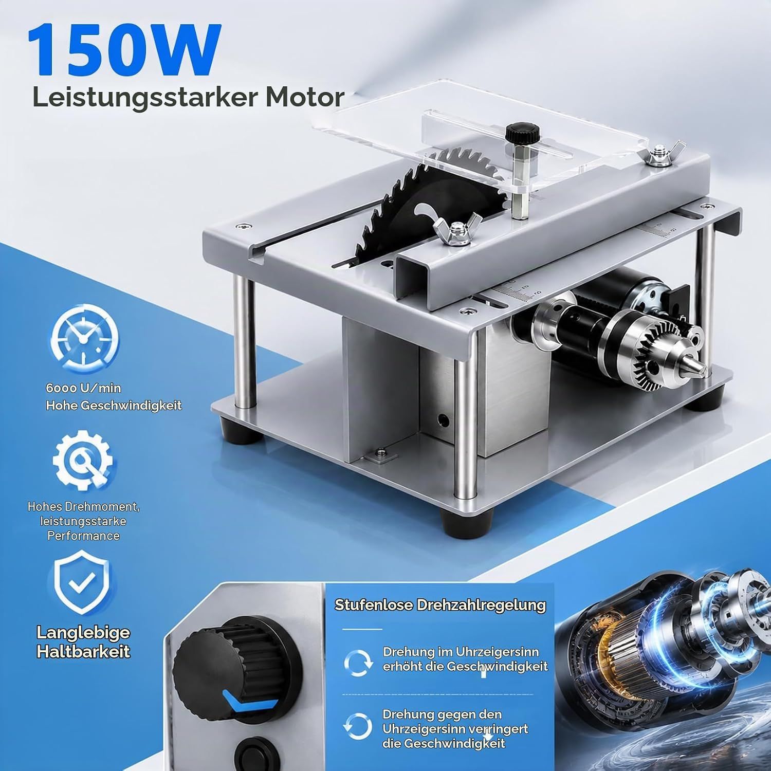 150W Mini Table Saw 0-7000RPM