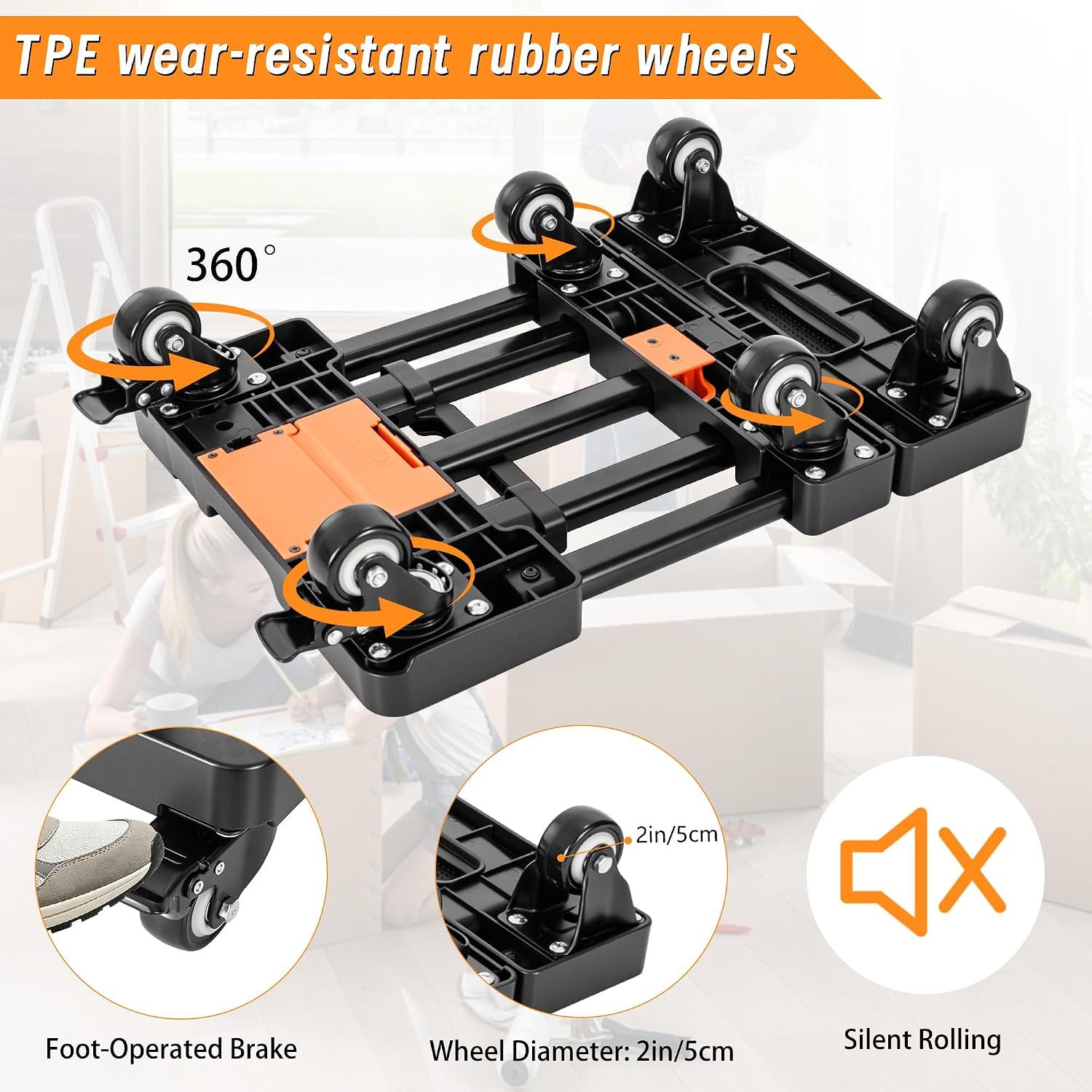 Folding Hand Truck, 225KG Load Capacity Heavy Duty Dolly Cart
