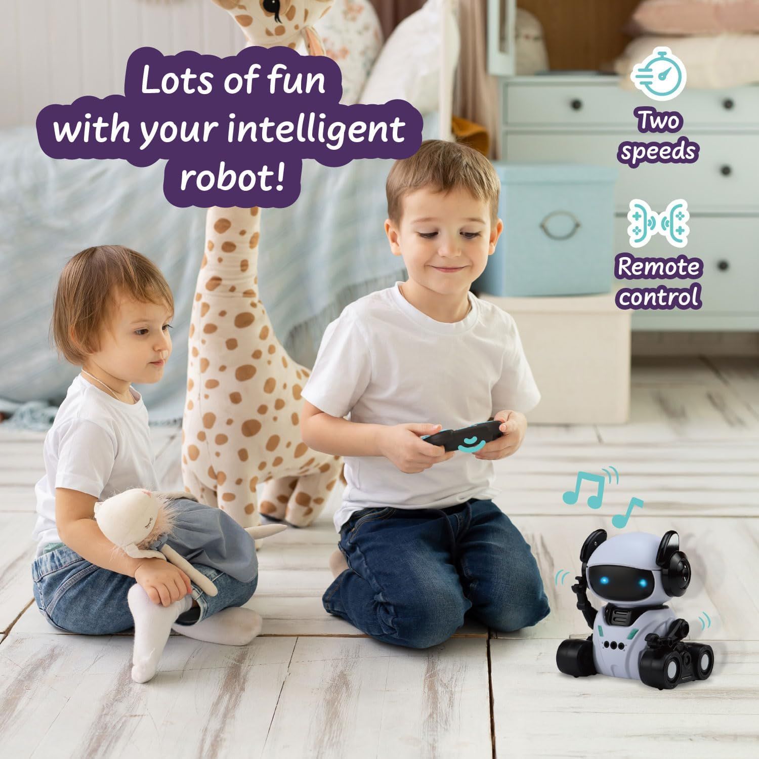 Smart Robot Toys for Kids, Interactive Remote Control Robot for Kids – 4 Play Modes, Lights &amp; Sound