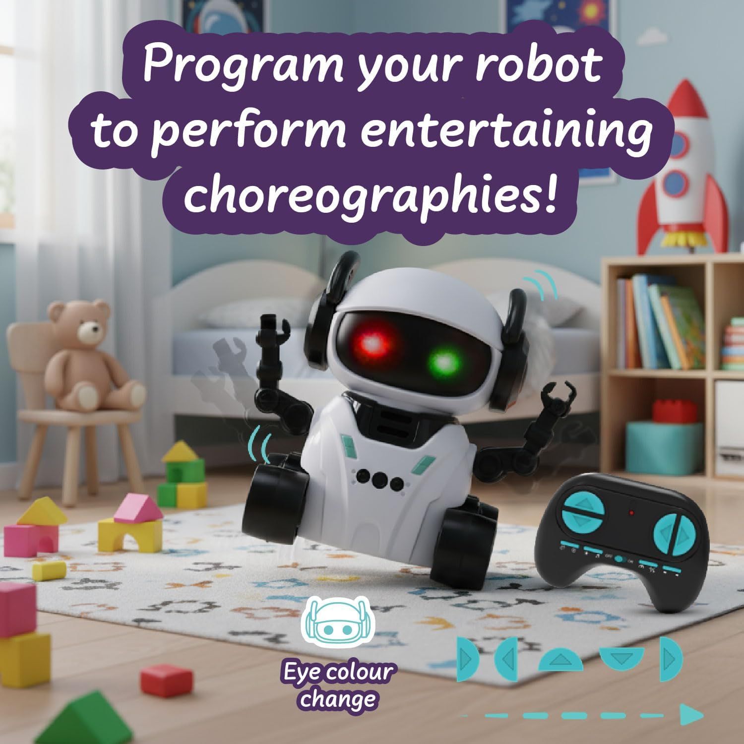 Smart Robot Toys for Kids, Interactive Remote Control Robot for Kids – 4 Play Modes, Lights &amp; Sound