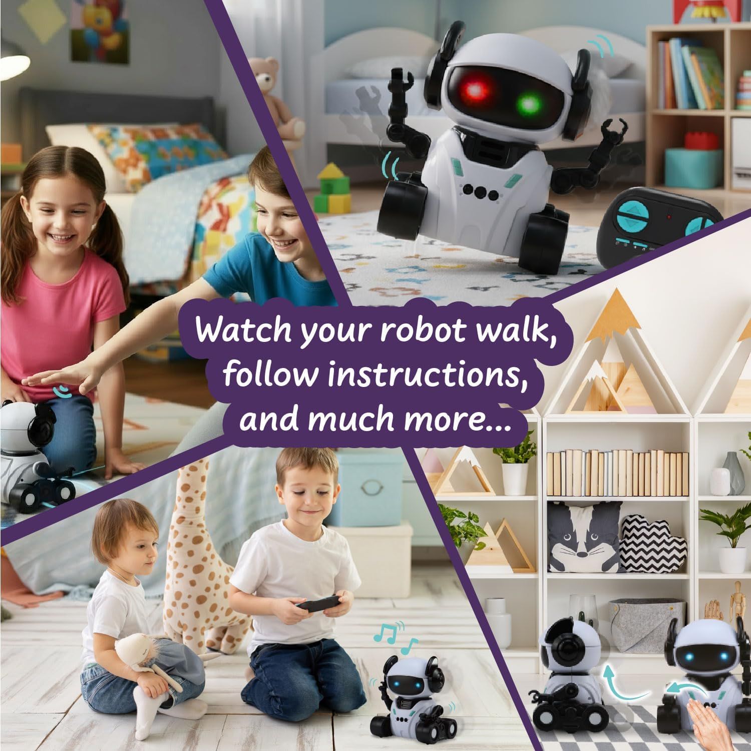 Smart Robot Toys for Kids, Interactive Remote Control Robot for Kids – 4 Play Modes, Lights &amp; Sound