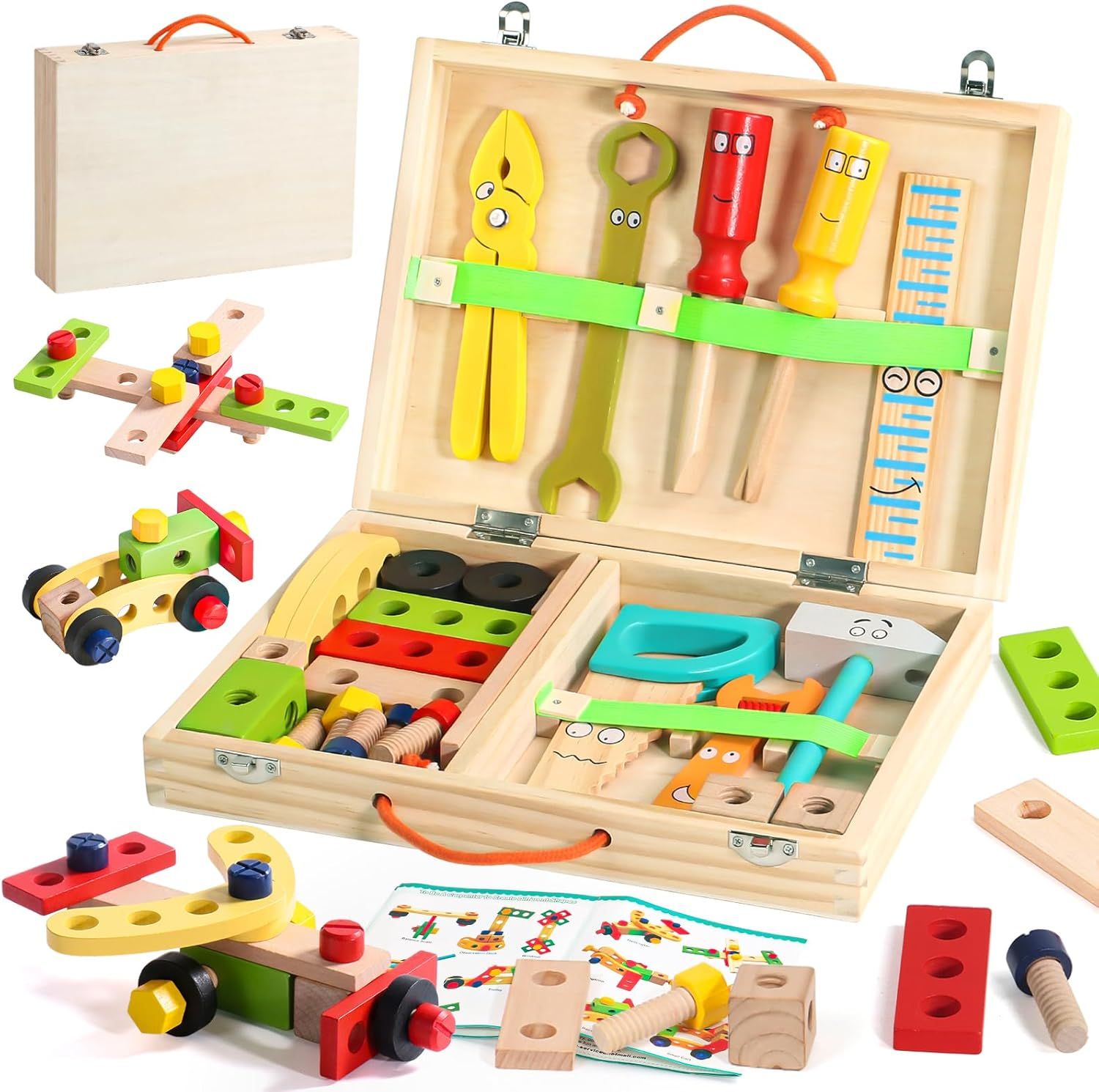 Montessori Wooden Tool Box Toy for Kids Pretend Play Learning Set