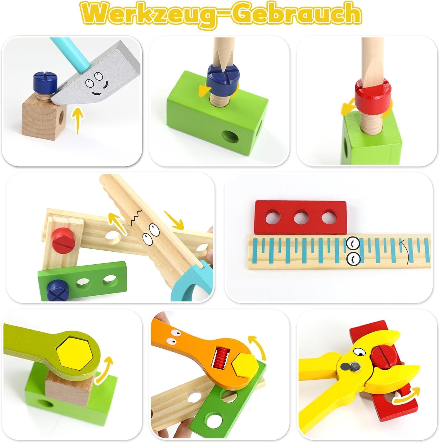 Montessori Wooden Tool Box Toy for Kids Pretend Play Learning Set