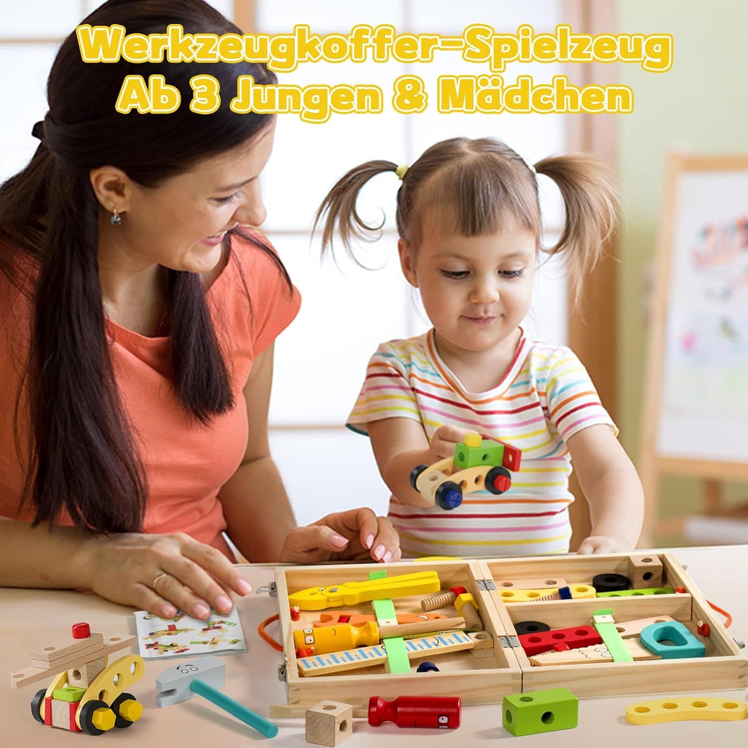 Montessori Wooden Tool Box Toy for Kids Pretend Play Learning Set