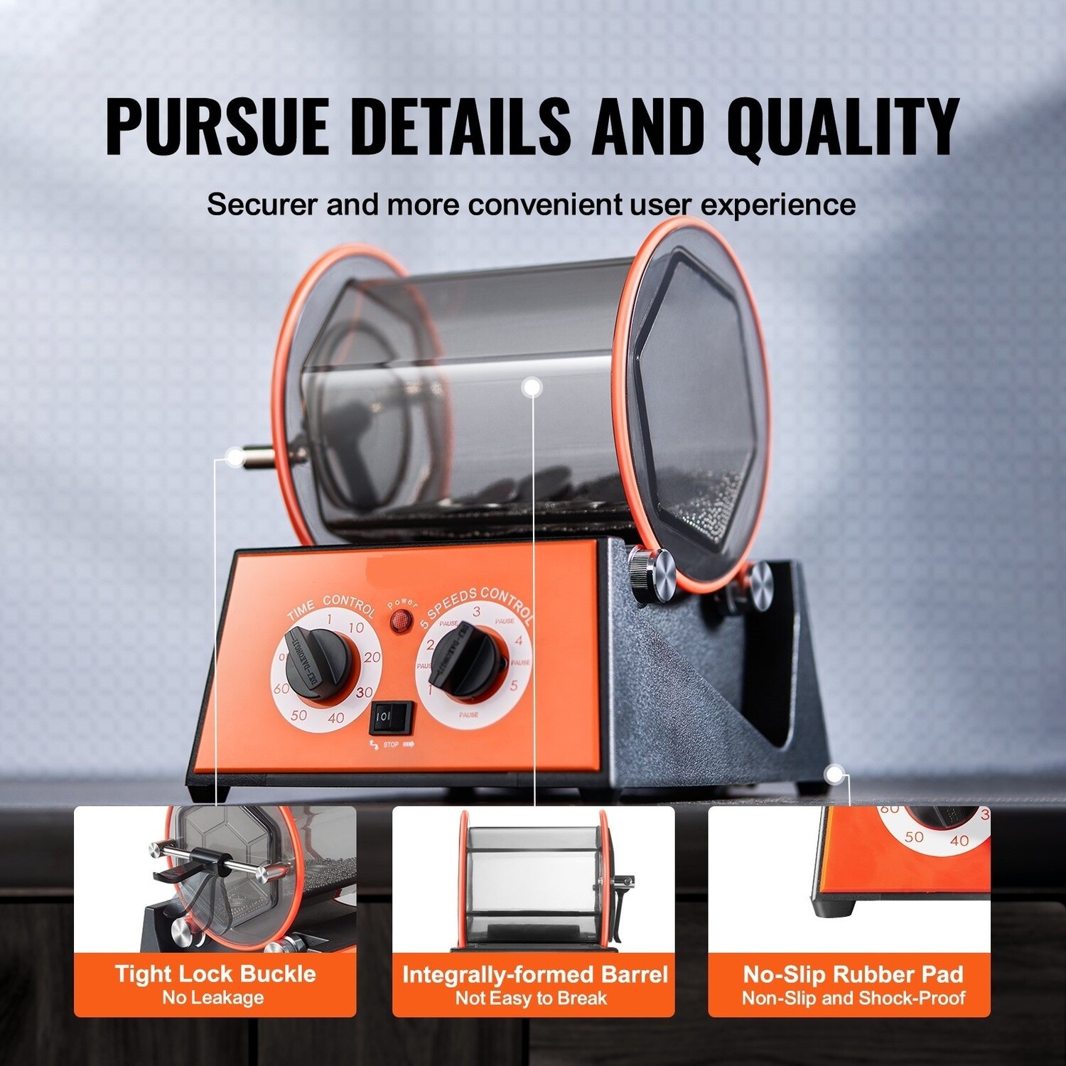 3-5kg Rotary Tumbler Surface Polisher Jewelry Polishing Machine – DIY Gemstone Finish for Professional Quality Results