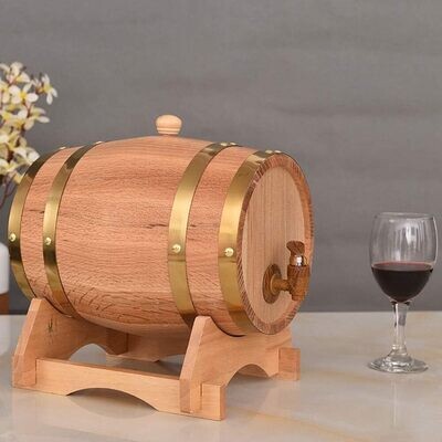 1.5L - 10L Wine Dispenser Oak Barrel Wooden Barrel Wine Making Kit with Tap Wooden Stand No Leak Age of Your Own Spirits