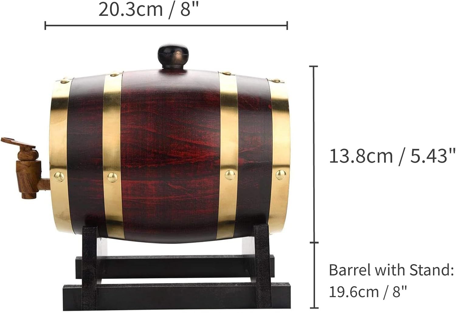 Wooden Oak Barrel with Stand and Tap