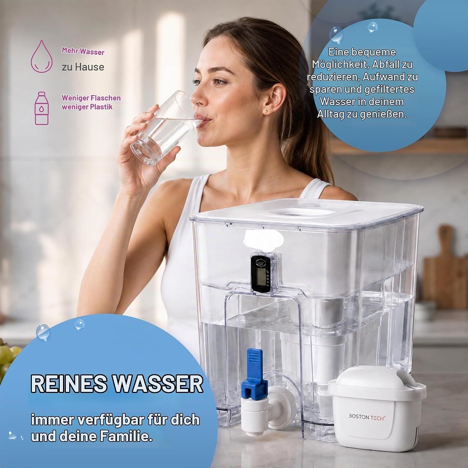 Fresiamax 7.5L Water Filter Dispenser with Tap and Cartridge