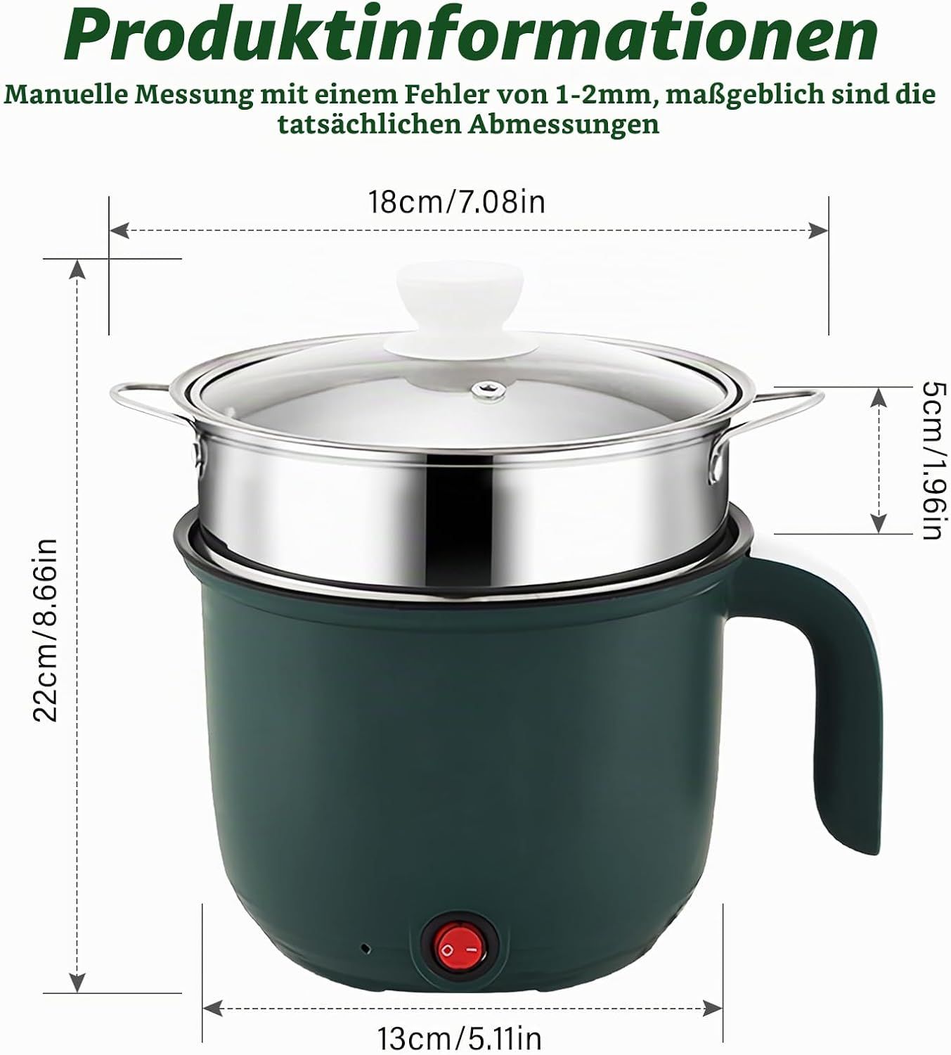 Electric Hot Pot 1.5L Non Stick with Steamer