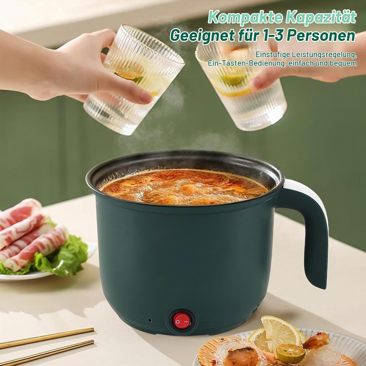 Electric Hot Pot 1.5L Non Stick with Steamer