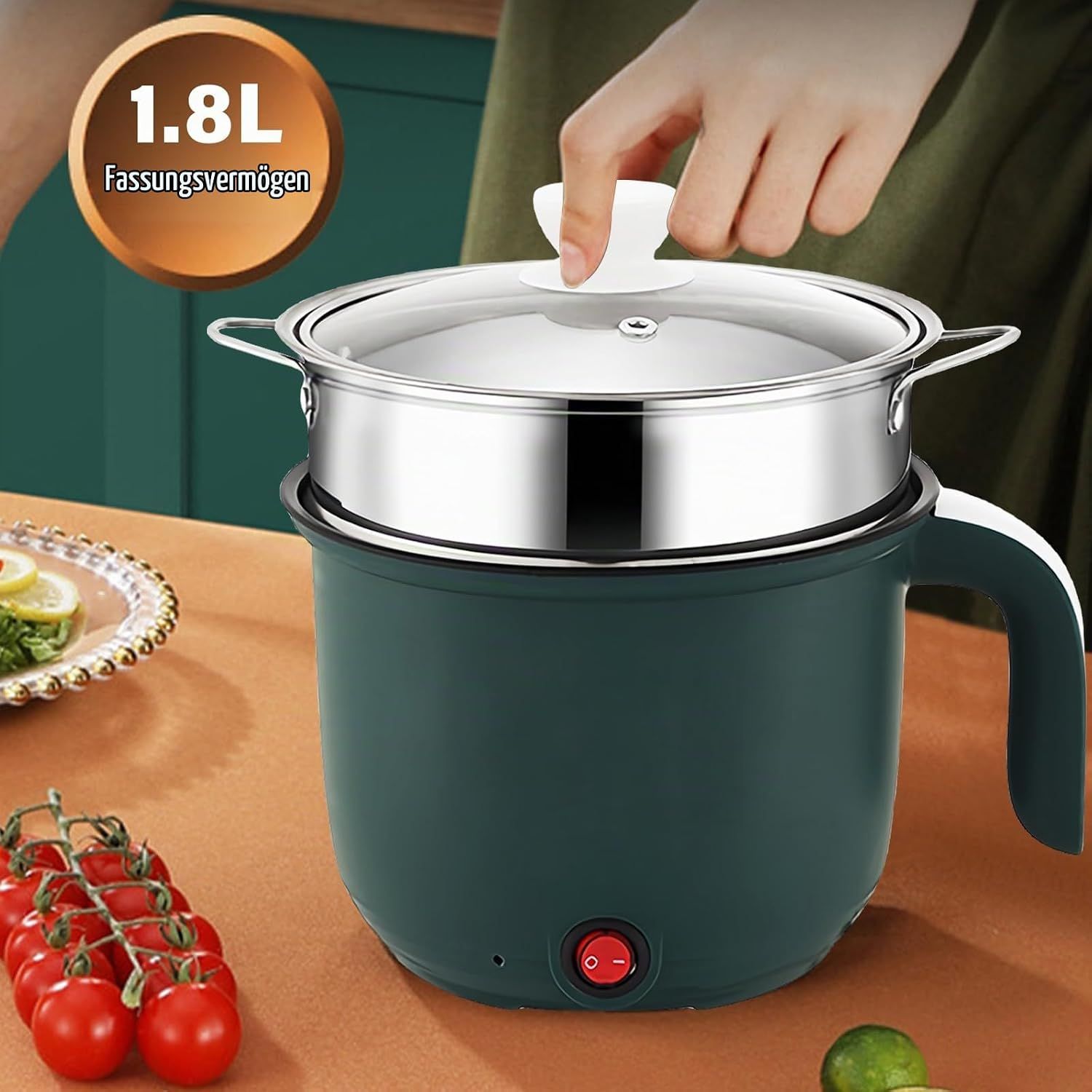 Electric Hot Pot 1.5L Non Stick with Steamer