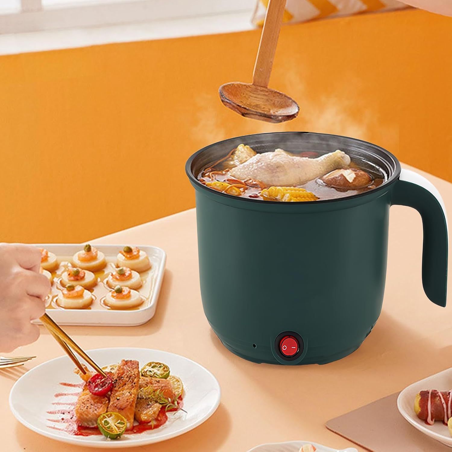 Electric Hot Pot 1.5L Non Stick with Steamer