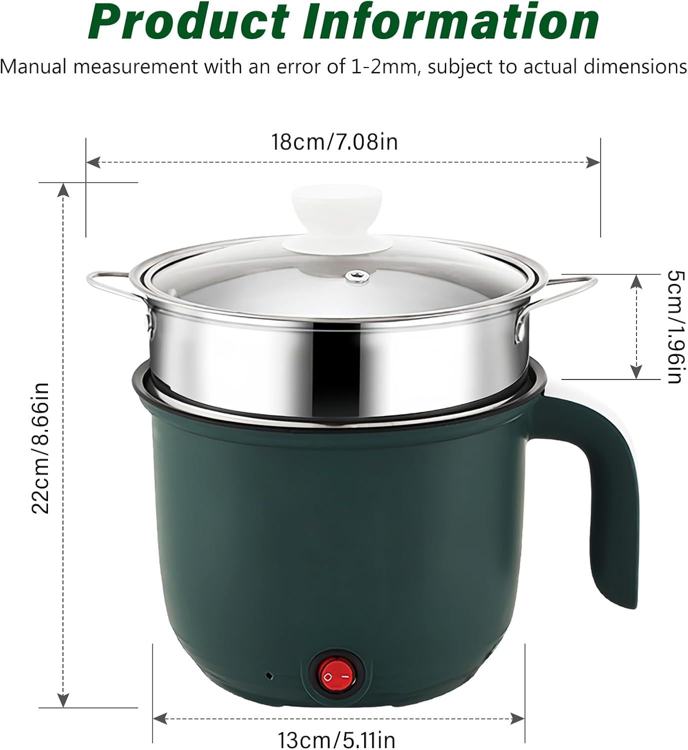 1.5L Electric Hot Pot with Steamer Basket