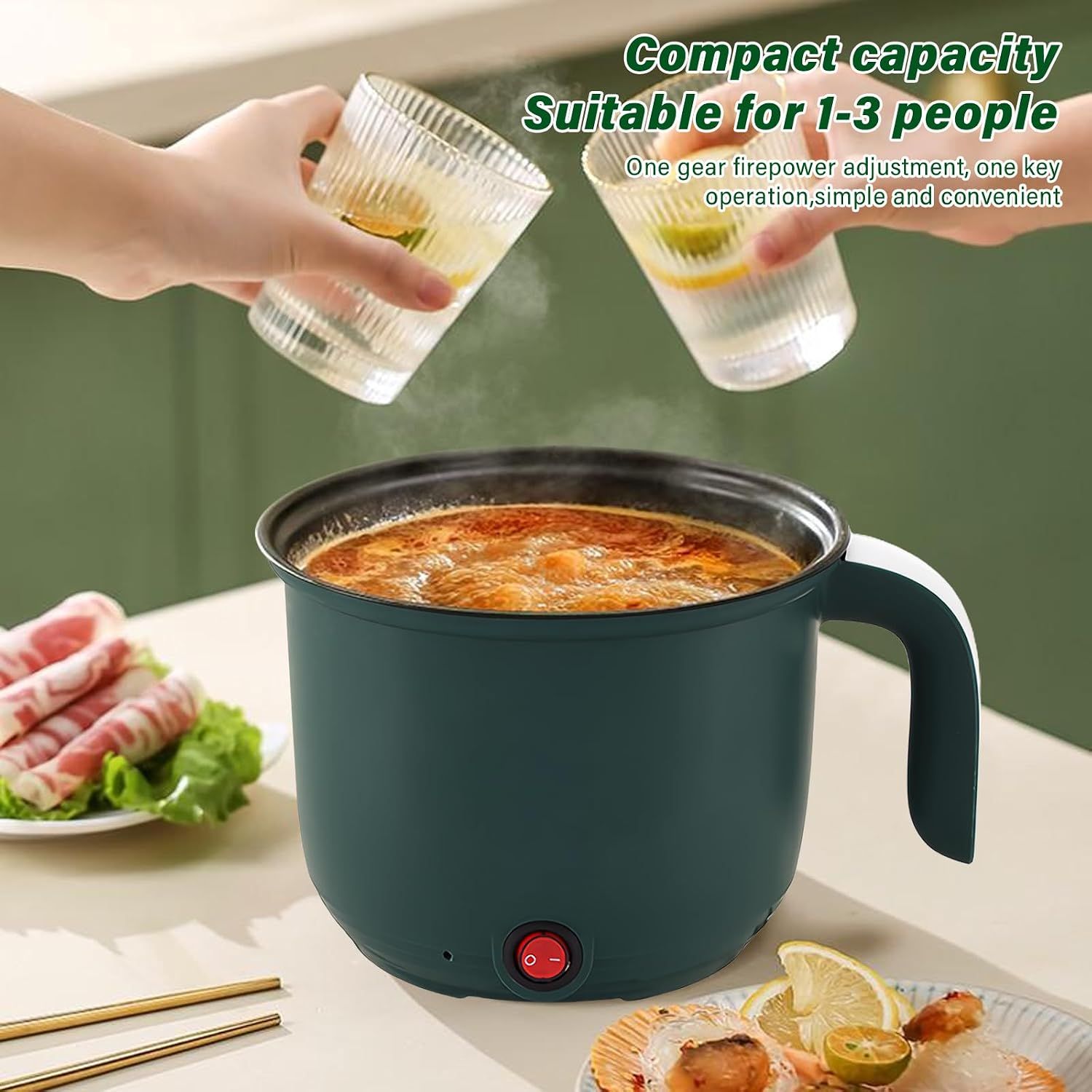 1.5L Electric Hot Pot with Steamer Basket