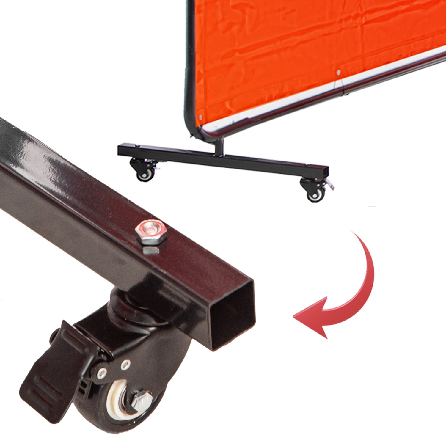3-Panel Welding Screen with Frame and Portable Wheels - 6' x 6' Heat-Resistant Welding Curtain for Enhanced Safety and Protection - Heavy-Duty Frame with Flexible Mobility, Ideal for Welding Work