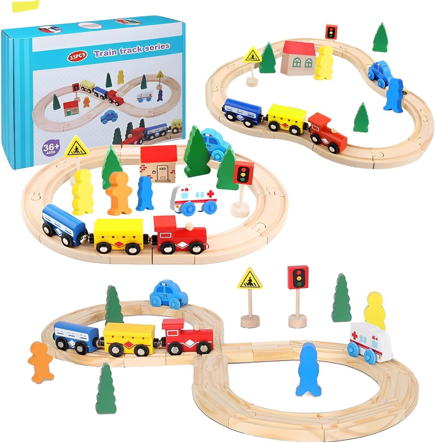 Railway Learning Wooden Magnetic Train Rail Set – Educational Wooden Toy