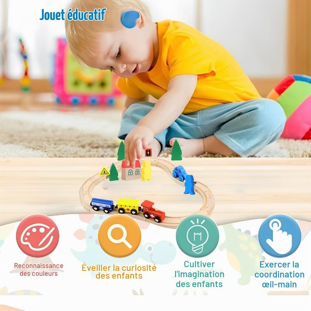 Railway Learning Wooden Magnetic Train Rail Set – Educational Wooden Toy