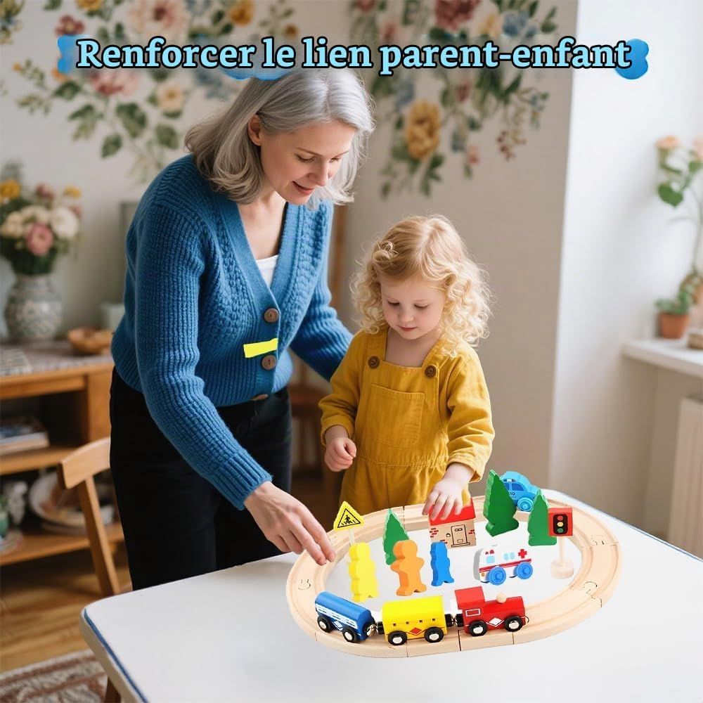 Railway Learning Wooden Magnetic Train Rail Set – Educational Wooden Toy